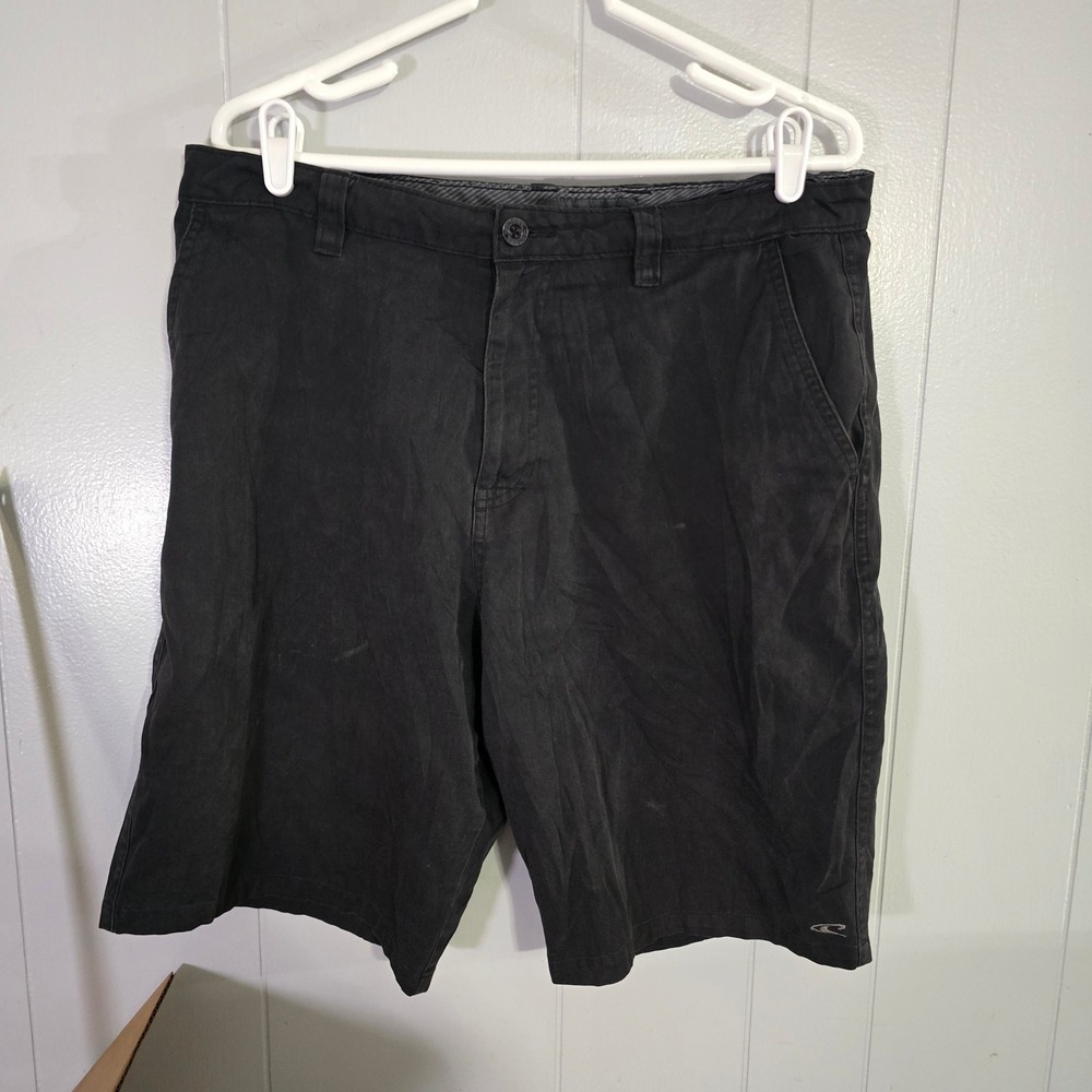 O'Neill Chino Shorts Mens 36 Black Flat Front Utility Pocket Casual‎ Summer